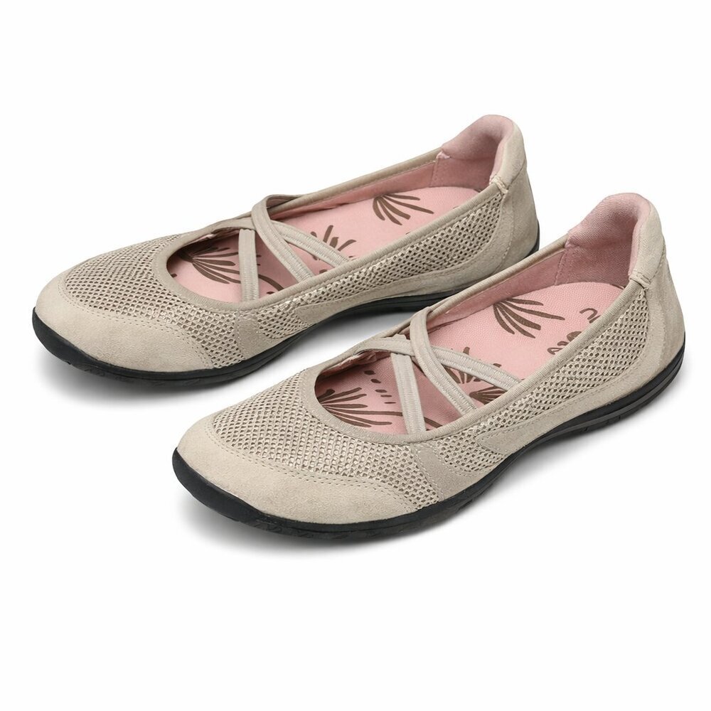 Ahnu Tan Strappy Mary Jane Slip On Flats Shoes 6